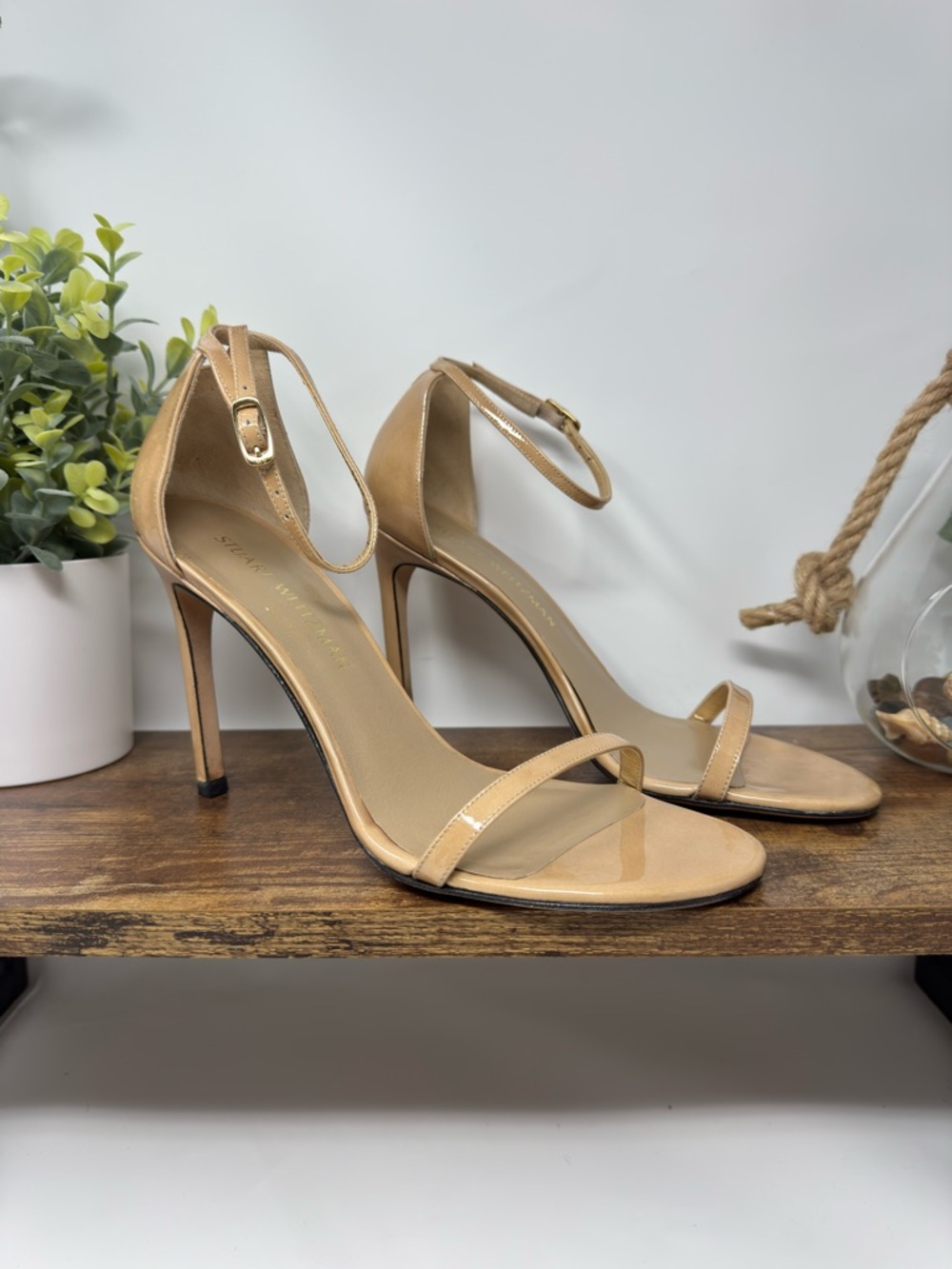 Stuart Weitzman Nudist Ankle-Strap Stiletto‎ 4” Heels Size 9M Elegant Designer